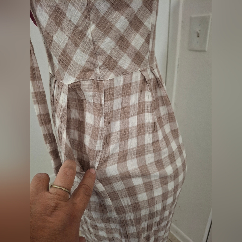 💋Free People Gingham Jumpsuit in Cream and White💋 - Picture 8 of 10